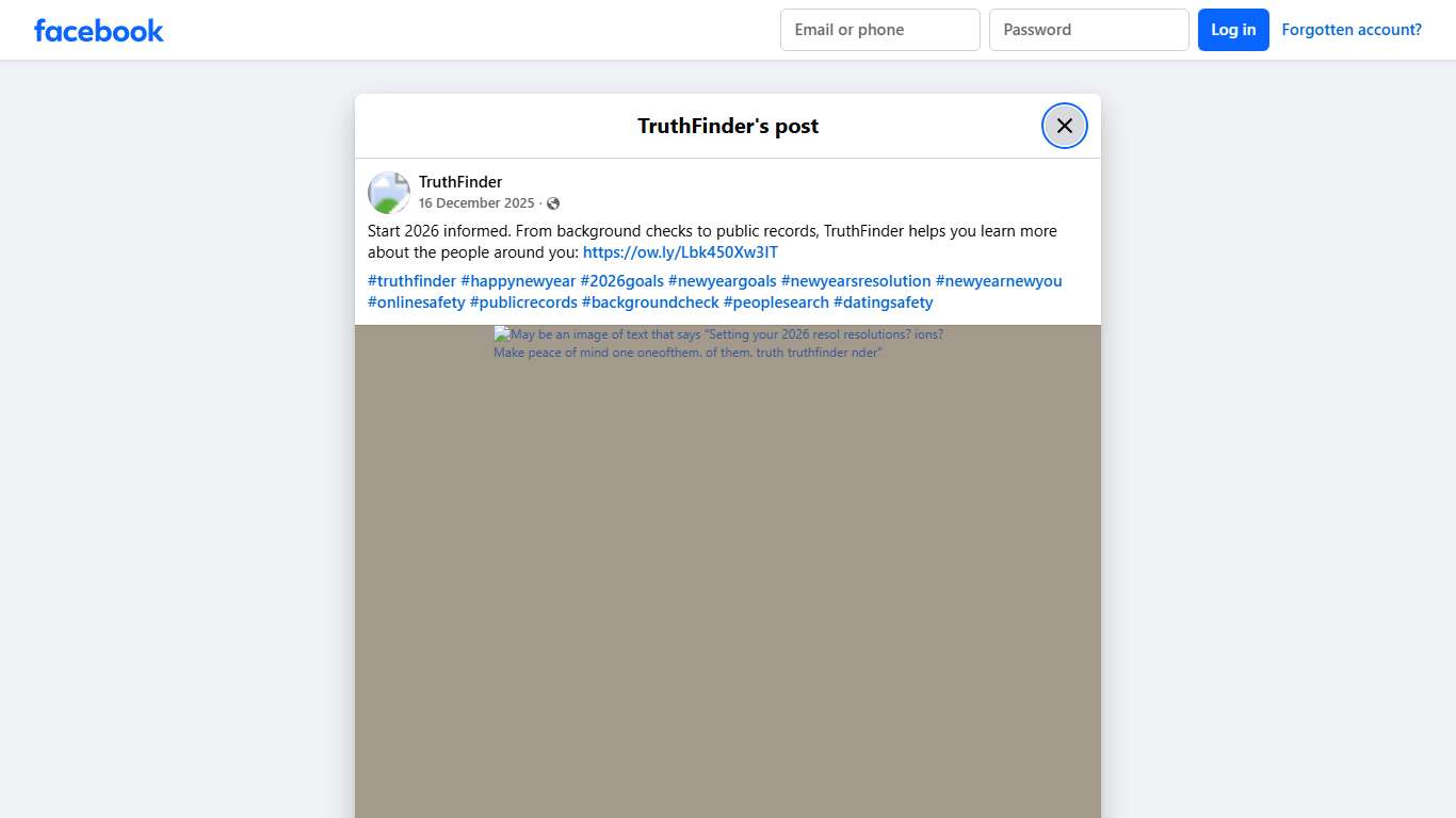 TruthFinder - Start 2026 informed. From background checks... Facebook